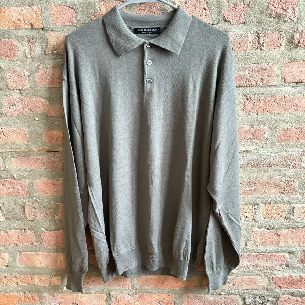 Gray Made in Italy Polo Sweater – Paolo Mondo 100% Pure New Wool